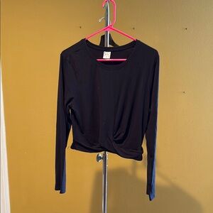Athleta Black Ruched Long Sleeve Blouse